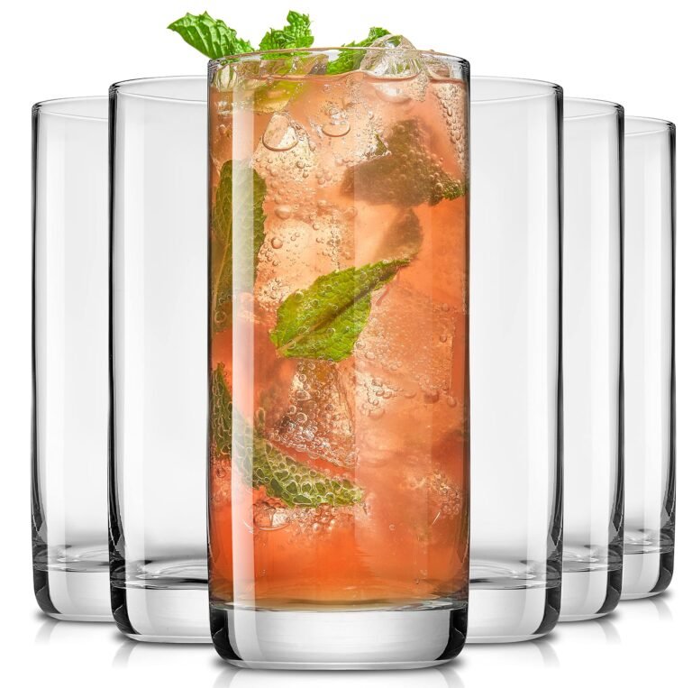 JoyJolt Faye 13oz Highball Glasses, 6pc Tall Glass Sets. Lea: Why It’s Trending in Kitchen Essentials