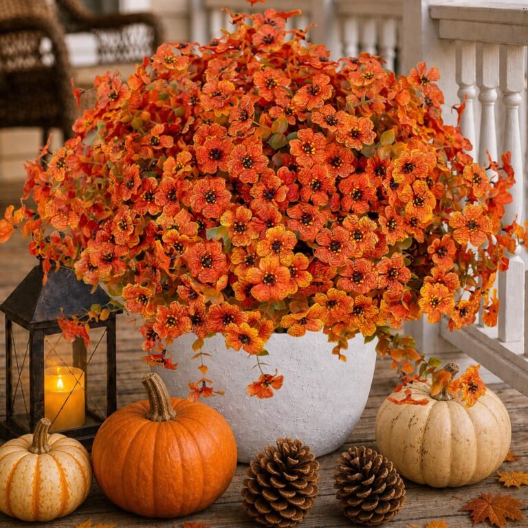 AXYLEX Artificial Fall Flowers Outdoor Fake Mums (Orangegree: Why It’s Trending in Home Decor